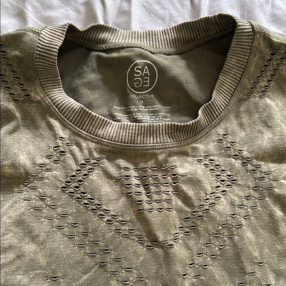 Sage Distressed Olive Muscle Tee - Picture 2 of 3
